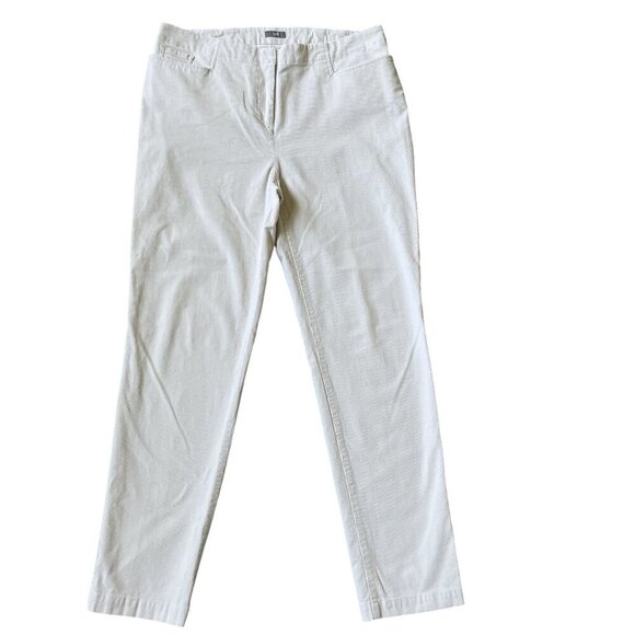 J Jill Women 12 White Brushed Corduroy Soft Mid Rise Straight Leg Pants Stretch - Picture 1 of 14